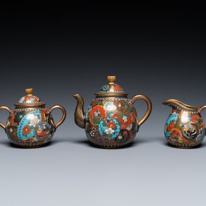 Acht stukken Japans cloisonné, Meiji, 19/20e eeuw — foto 10