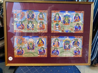Acht tsaklis en drie beschildere houten boekkaften, Tibet, 19e eeuw — foto 12