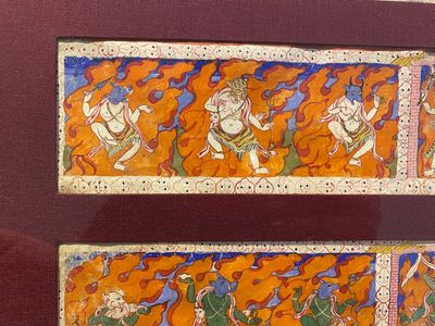 Acht tsaklis en drie beschildere houten boekkaften, Tibet, 19e eeuw — foto 27