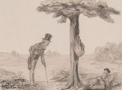 After Honoré Daumier(1808-1879): 'The vagabond', pencil on paper