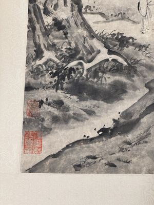 After Ma Yuan 馬遠: 'Sage in the mountain', ink and colour on paper, and after Wan Shouqi 萬壽祺: 'Strange Man', ink and colour on silk, 20th C. — 照片 18
