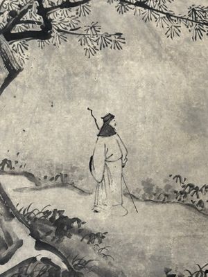 After Ma Yuan 馬遠: 'Sage in the mountain', ink and colour on paper, and after Wan Shouqi 萬壽祺: 'Strange Man', ink and colour on silk, 20th C. — 照片 20