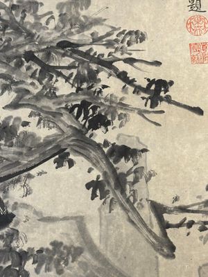 After Ma Yuan 馬遠: 'Sage in the mountain', ink and colour on paper, and after Wan Shouqi 萬壽祺: 'Strange Man', ink and colour on silk, 20th C. — 照片 24