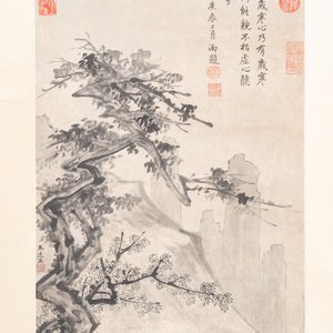 After Ma Yuan 馬遠: 'Sage in the mountain', ink and colour on paper, and after Wan Shouqi 萬壽祺: 'Strange Man', ink and colour on silk, 20th C. — 照片 3