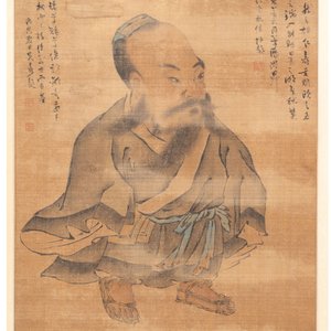 After Ma Yuan 馬遠: 'Sage in the mountain', ink and colour on paper, and after Wan Shouqi 萬壽祺: 'Strange Man', ink and colour on silk, 20th C. — 照片 6