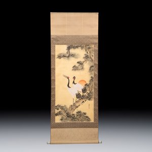 After Shen Quan 瀋銓(1682-1760): 'Cranes', ink and colour on silk, 20th C., and Chinese school: 'Mountainous Landscape' ink and colour on silk, 20th C. — photo 2