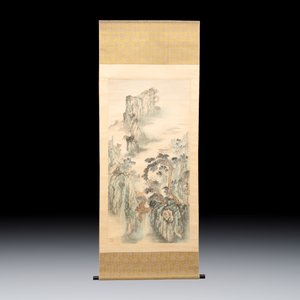 After Shen Quan 瀋銓(1682-1760): 'Cranes', ink and colour on silk, 20th C., and Chinese school: 'Mountainous Landscape' ink and colour on silk, 20th C. — photo 4