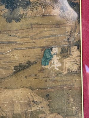 After Tang Yin 唐寅 (1470—1523): 'Buffalo and sage', ink and colour on silk, signed Liuru Jushi 六如居士, 18/19th C. — photo 3