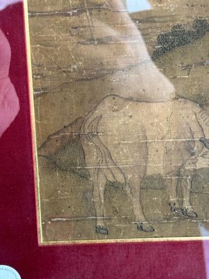 After Tang Yin 唐寅 (1470—1523): 'Buffalo and sage', ink and colour on silk, signed Liuru Jushi 六如居士, 18/19th C. — photo 7
