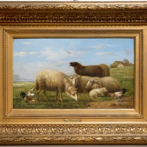 After Verboeckhoven, Eugène (Belgium, 1798-1881), A landscape with sheep, dated 1879, oil on panel — photo 2