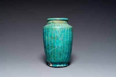Albarello en turquoise monochrome en céramique de Kashan, la Perse, 13ème