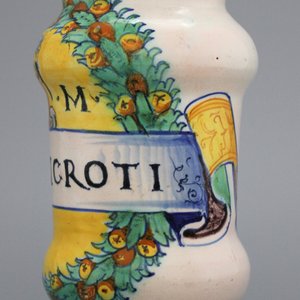 Albarello italien en majolique de Deruta, polychrome, 'Cer.Oxicroti', env. 1530 — photo 2