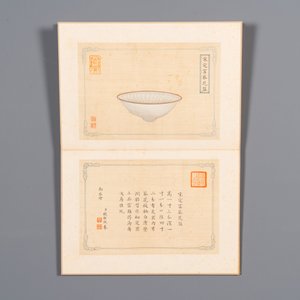 Album de porcelaine impériale de Chine, encre et couleur sur soie, marque de sceau Qianlong, 20ème — photo 9