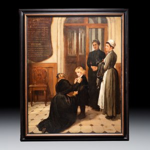 Alfred Dixon (London, 1842-1919): 'A Mother’s Farewell at Wanstead Orphan Asylum', oil on canvas, ca. 1890 — 照片 1