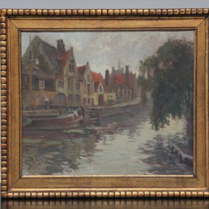 Alfred Van Neste (1874-1969), vue du Quai vert à Bruges, gouache sur carton — photo 1