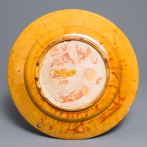 Alfred William Finch (1854 –1930): Un plat Art Nouveau en céramique à fond jaune et ochre — photo 2