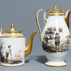 An 18-piece Paris or Brussels grisaille porcelain coffee service, 19th C. — photo 3