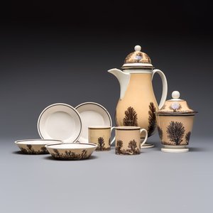 An 8-piece French Creil mochaware coffee service, marked, 19th C. — 照片 1