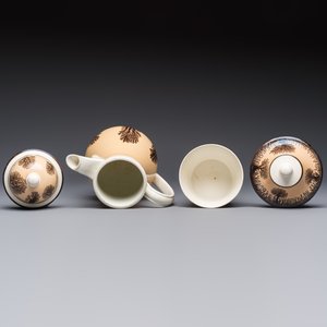 An 8-piece French Creil mochaware coffee service, marked, 19th C. — 照片 6