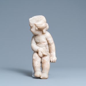 An alabaster figure of a putto with a bird on the knee, 17th C. — 照片 3