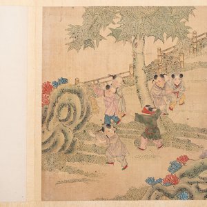 An album of 12 'playing boys' paintings, ink and colour on silk, China, 19th C. — foto 1