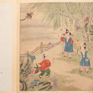 An album of 12 'playing boys' paintings, ink and colour on silk, China, 19th C. — foto 12