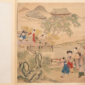 An album of 12 'playing boys' paintings, ink and colour on silk, China, 19th C. — foto 3