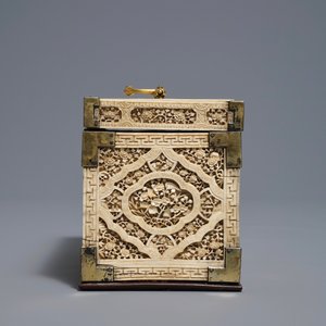 An Anglo-Chinese brass-mounted ivory box, 19th C. — 照片 3
