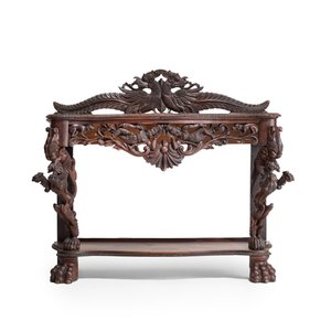 An Anglo-Indian carved rosewood 'Simha Yali' console table — photo 1