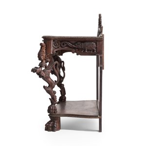 An Anglo-Indian carved rosewood 'Simha Yali' console table — photo 2