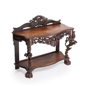 An Anglo-Indian carved rosewood 'Simha Yali' console table — photo 5