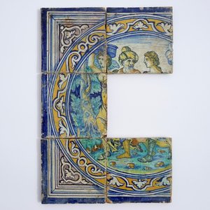An Antwerp maiolica part tile panel, Franchois Frans workshop, ca. 1550 — photo 1