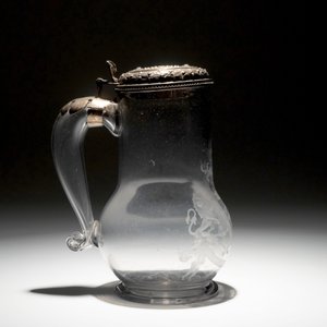 An armorial engraved glass tankard with fine silver lid, marked Augsburg, Germany, 17th C. — 照片 5