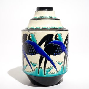 An art deco crackle glazed vase with swallows, Charles Catteau for Boch Kéramis, 1st half 20th C. — 照片 2