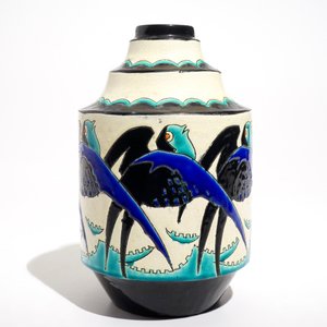 An art deco crackle glazed vase with swallows, Charles Catteau for Boch Kéramis, 1st half 20th C. — 照片 3