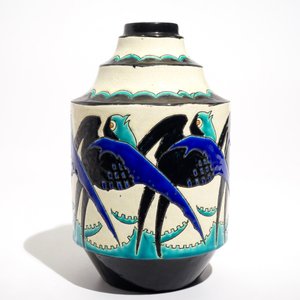 An art deco crackle glazed vase with swallows, Charles Catteau for Boch Kéramis, 1st half 20th C. — 照片 4