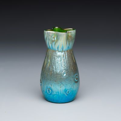An Art Nouveau iridescent glass vase with prunts, Loetz, circa 1900