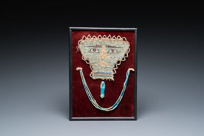 An Egyptian faience bead mummy mask, an ushabti and a necklace, Ptolemaic period