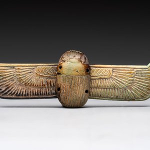 An Egyptian turquoise-glazed composition winged scarab, Ptolemaic, 4/1st C. B.C. — photo 1