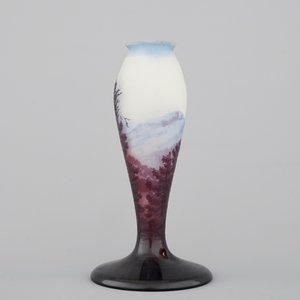 An Emile Galle Art Nouveau cameo lamp base with forest landscape scene — photo 2