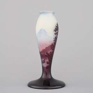 An Emile Galle Art Nouveau cameo lamp base with forest landscape scene — photo 4