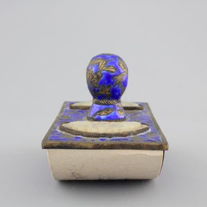 An enameled bronze and inset jade writing set, 19th C. — photo 5