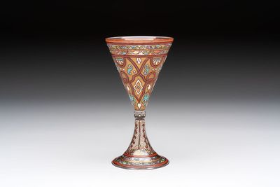 An enamelled glass Orientalistic-style goblet, in the style of Jacques Philippe Imberton, possibly France, 19th C.