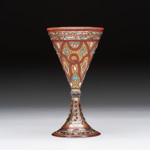 An enamelled glass Orientalistic-style goblet, in the style of Jacques Philippe Imberton, possibly France, 19th C. — photo 3