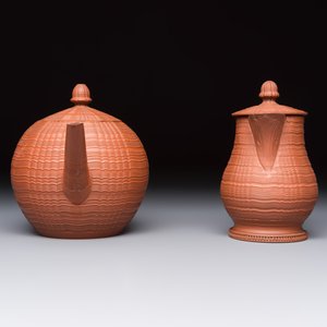 An English 4-piece engine-turned redware tea service, pseudo-Chinese marks, 2nd half 18th C. — foto 13