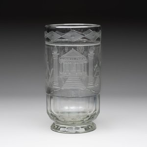 An engraved 'masonic' glass vase, freemasonry, 19/20th C. — 照片 1