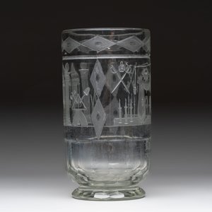 An engraved 'masonic' glass vase, freemasonry, 19/20th C. — 照片 3