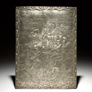An engraved steel bas-relief plaque depicting "Caesar with the Head of Pompeius", poss. Nurnberg, Germany, 17th C. — photo 1