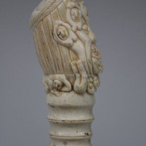 An erotical ivory and ebony walking cane, 19/20th C. — 照片 1