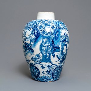 An exceptional and large Dutch Delft blue and white chinoiserie vase, 17/18th C. — photo 12